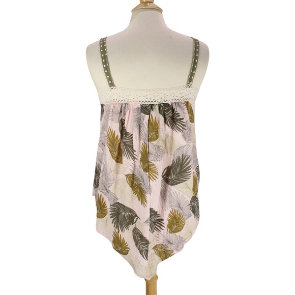 Easel Los Angeles Tank‎ Top Crochet Palm Leaf Sleeveless Casual Summer Blouse - Picture 4 of 13